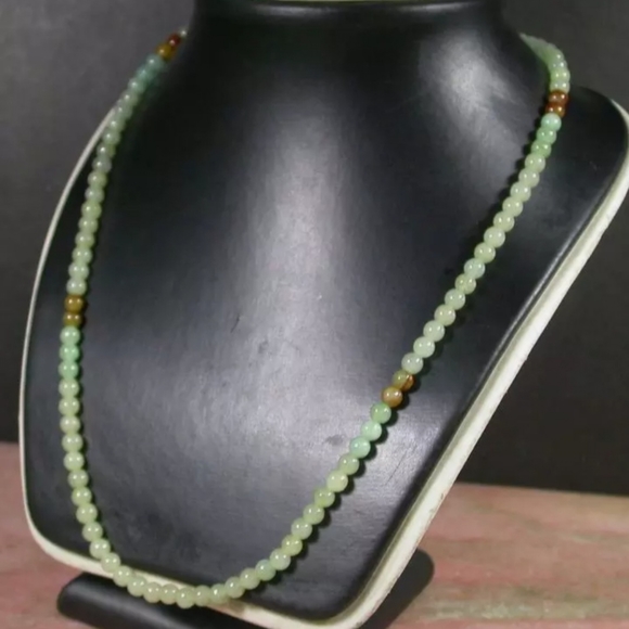 Green Yellow 100% Natural A JADE Jadeite Bead beads Necklace 20 inches - Picture 7 of 8